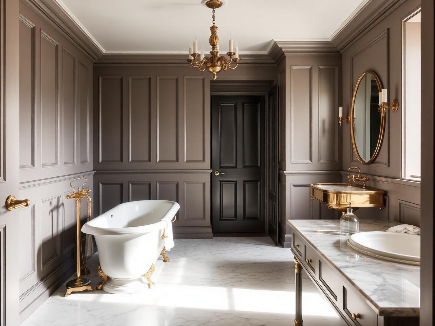 Traditional English bathroom with rolltop bath