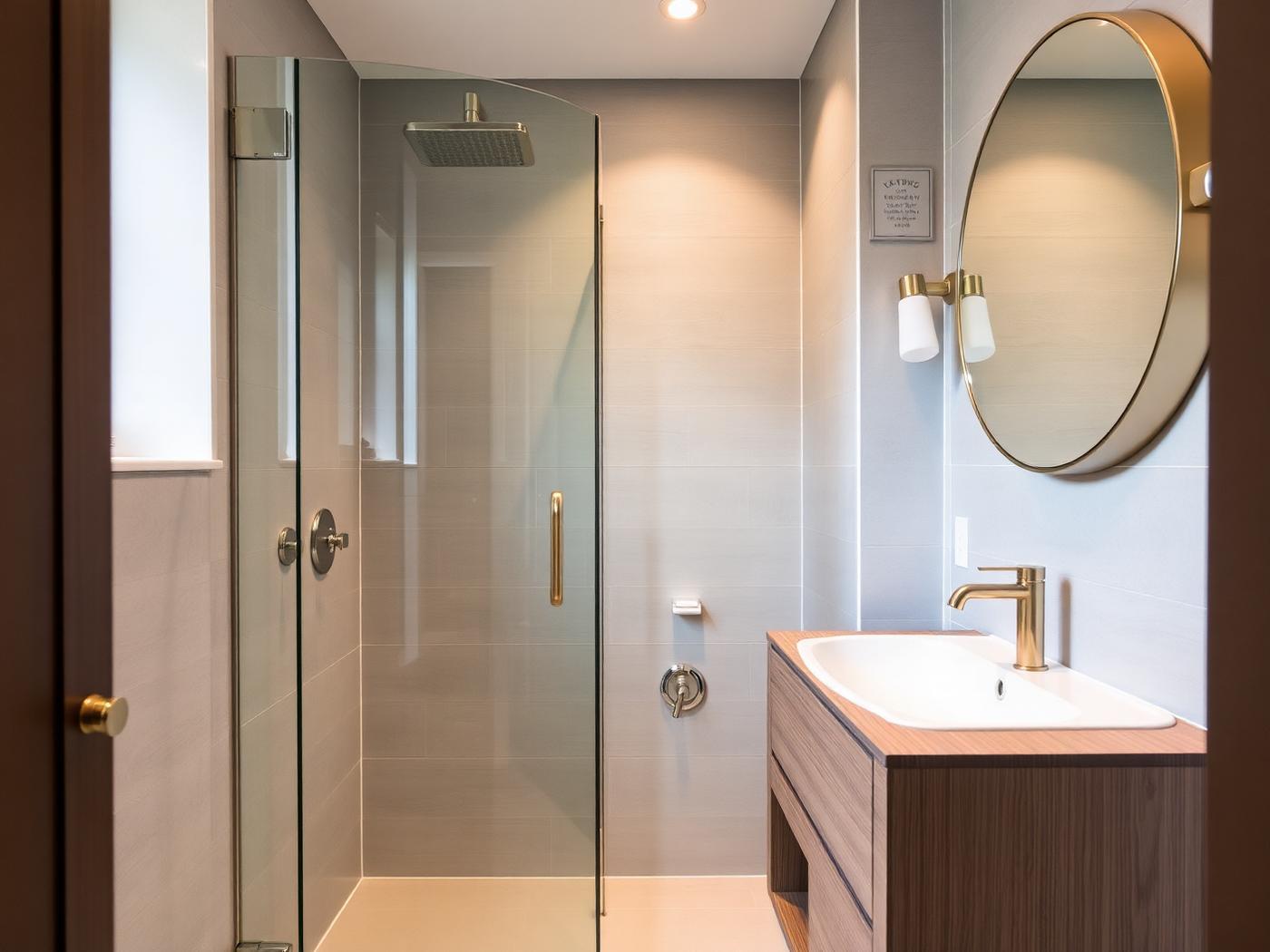 Compact modern ensuite with walk-in shower